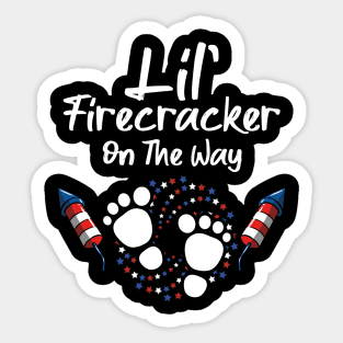 Little Firecracker On The Way american flag Sticker